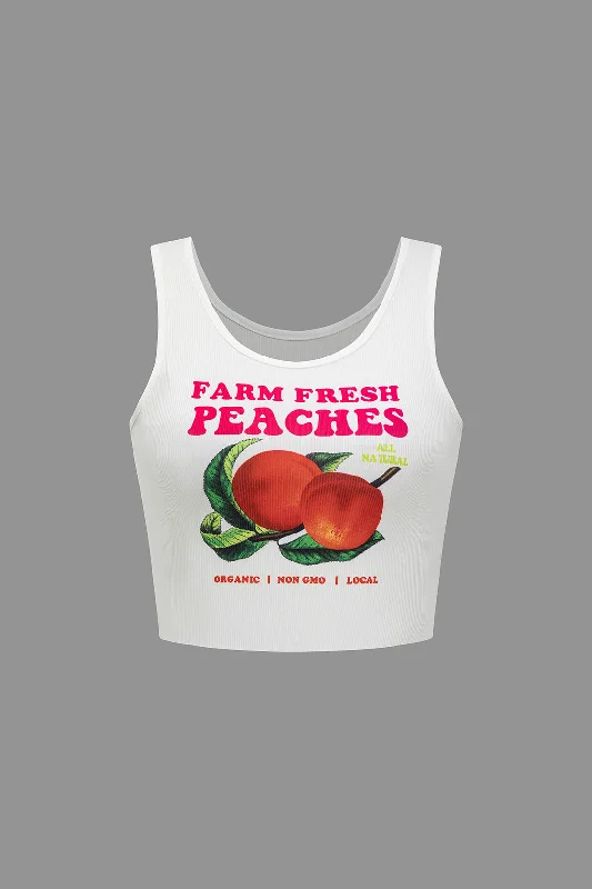 Letter &Fruit Print Tank Top