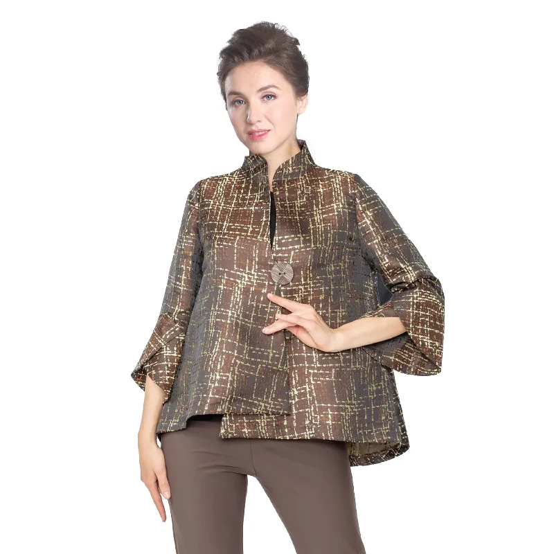 IC Collection Jacquard Jacket in Chocolate - 5558J-CHO - Size S Only!