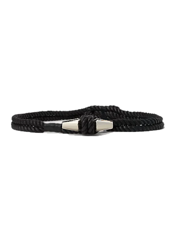 Rope Belt With Metal Toggle In Black