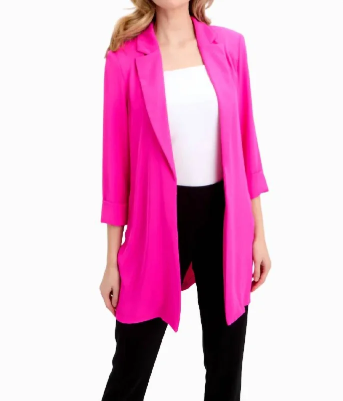 Classic Long Blazer In Ultra Pink