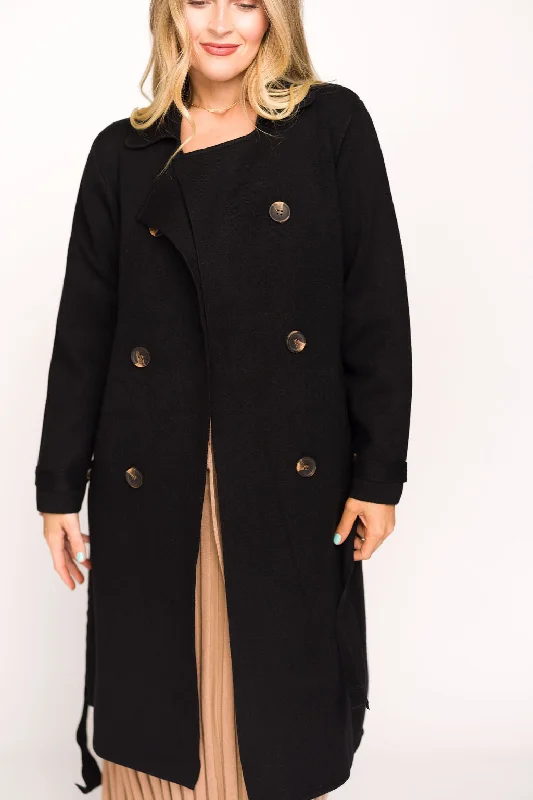 Cadenza Cashmere-Blend Peacoat in Black *LUXURY ITEM*