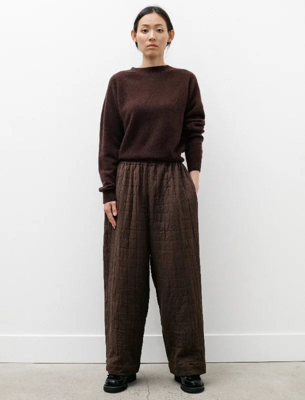 Luna Trousers Linen/Jacquard Cocoa/Blue