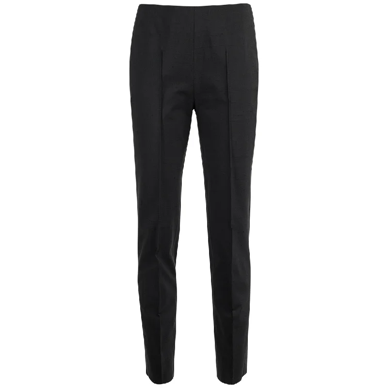 Cotton & Silk Shantung Pintuck Pant in Black